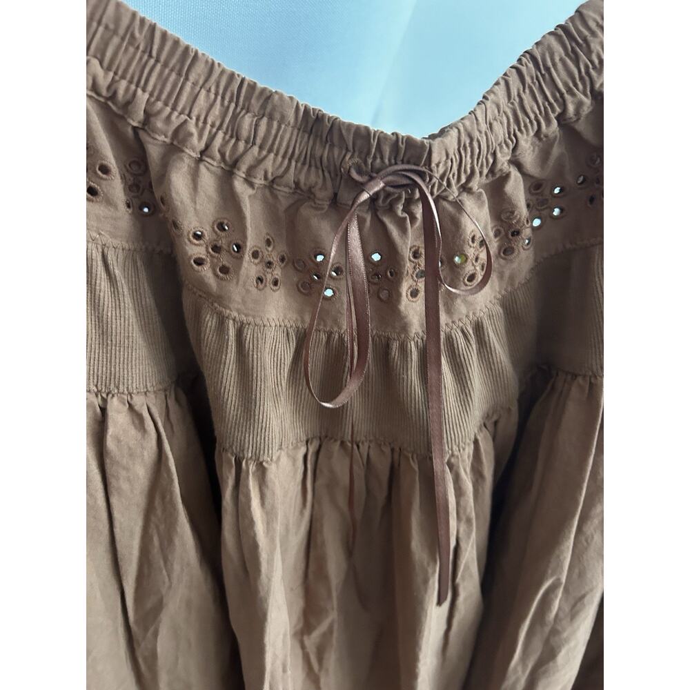 Free People Tan-Brown Tiered Midi Skirt - Picture 11 of 11